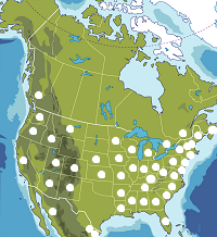 Map of North America, states and provinces.