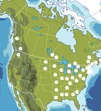 Map of North America, states and provinces.